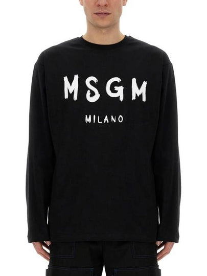 Milano Brushed Logo Long Sleeve T-Shirt Black - MSGM - BALAAN 2