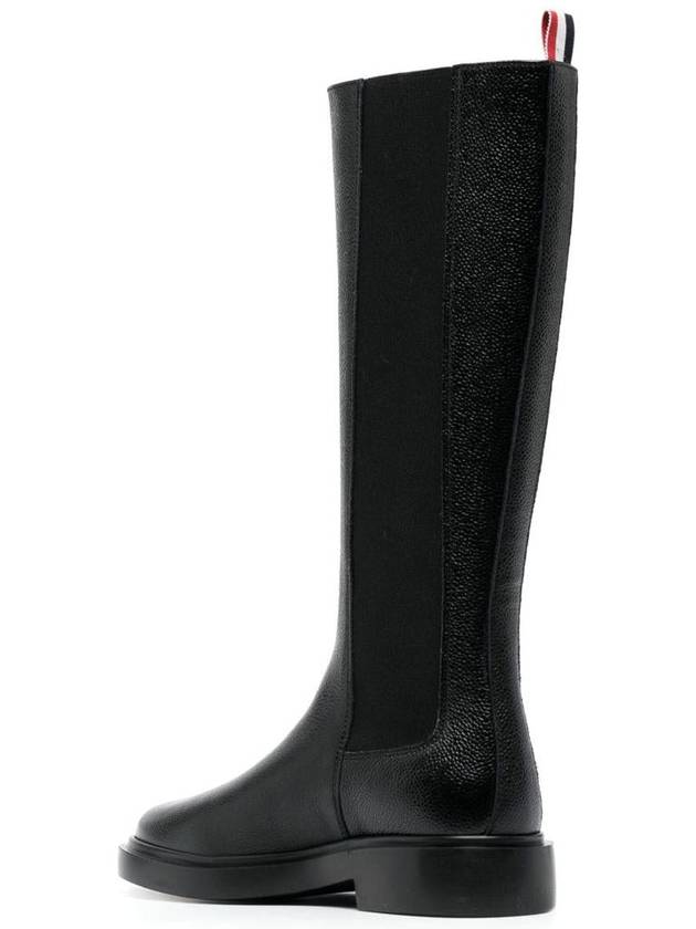 Logo Pebble Leather Chelsea Long Boots Black - THOM BROWNE - BALAAN 7