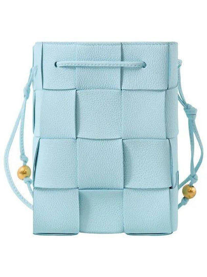 Cassette Intrecciato Leather Bucket Bag Light Blue - BOTTEGA VENETA - BALAAN 2