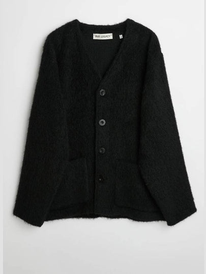 Mohair V-Neck Relaxed Fit Wool Cardigan Black - OUR LEGACY - BALAAN 2