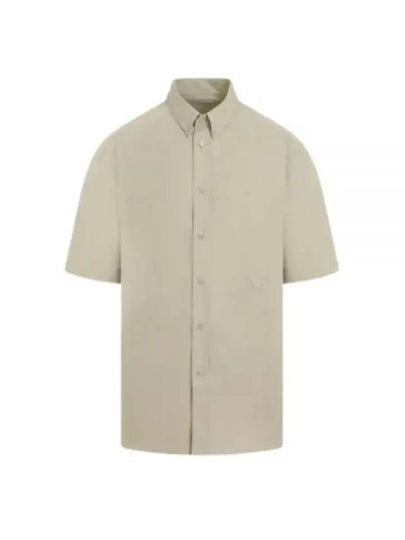 Cotton Oxford Short Sleeve Shirt Green - BURBERRY - BALAAN 2