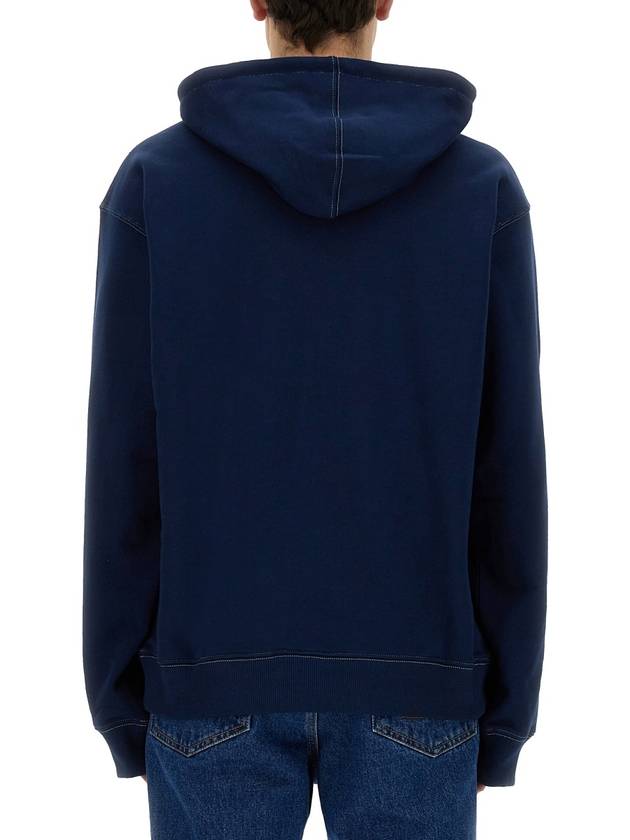 Embroidered Logo Cotton Hoodie Navy - MSGM - BALAAN 4