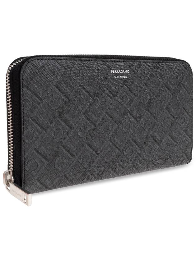 FERRAGAMO Canvas Wallet With Monogram, Men's, Grey - SALVATORE FERRAGAMO - BALAAN 4