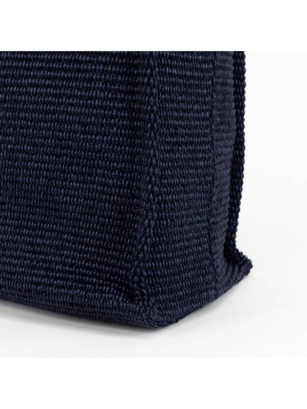 Embroidered Logo Raffia Tote Bag Navy - MARNI - BALAAN 8