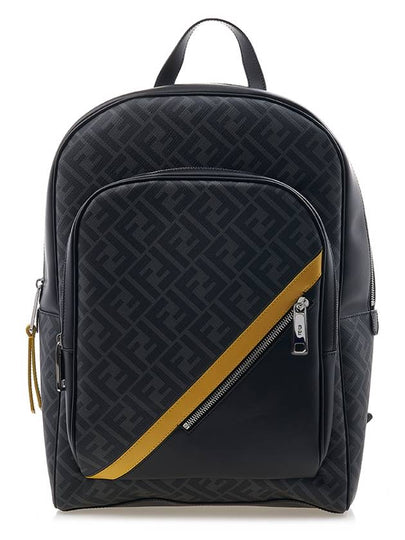 Diagonal FF Fabric Backpack Black - FENDI - BALAAN 2