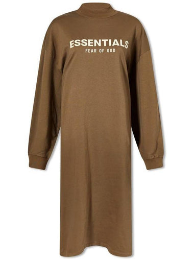 Women's Logo Long Sleeve Long Dress Wood - FEAR OF GOD ESSENTIALS - BALAAN 1