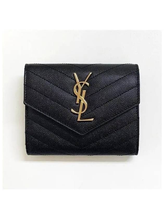 Matelasse Monogram Quilting Flap Half Wallet Black - SAINT LAURENT - BALAAN 2