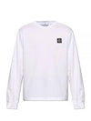 Logo Patch Cotton Jersey Long Sleeve T-Shirt White - STONE ISLAND - BALAAN 2