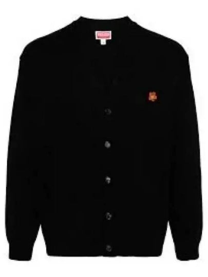 Boke Flower Crest Wool Cardigan Black - KENZO - BALAAN 2