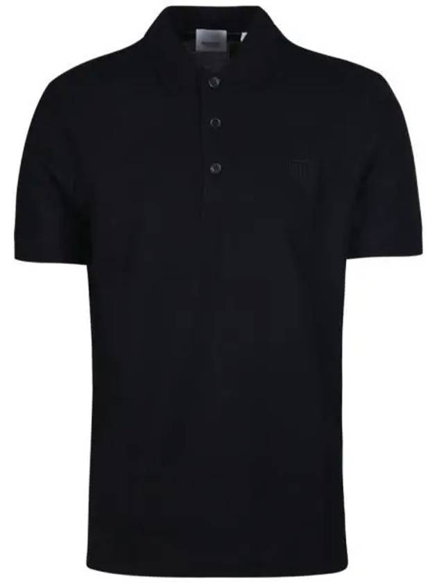 Men's Embroidered Logo Cotton Polo Shirt Black - BURBERRY - BALAAN 2