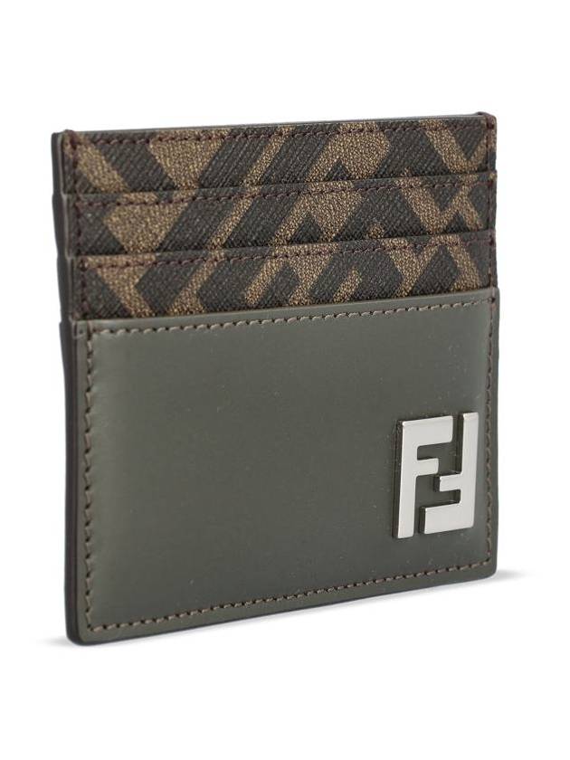 FF Square Leather Card Wallet Grey - FENDI - BALAAN 4