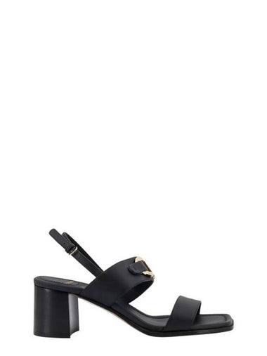 Gancini Leather Sandal Heels Black - SALVATORE FERRAGAMO - BALAAN 1