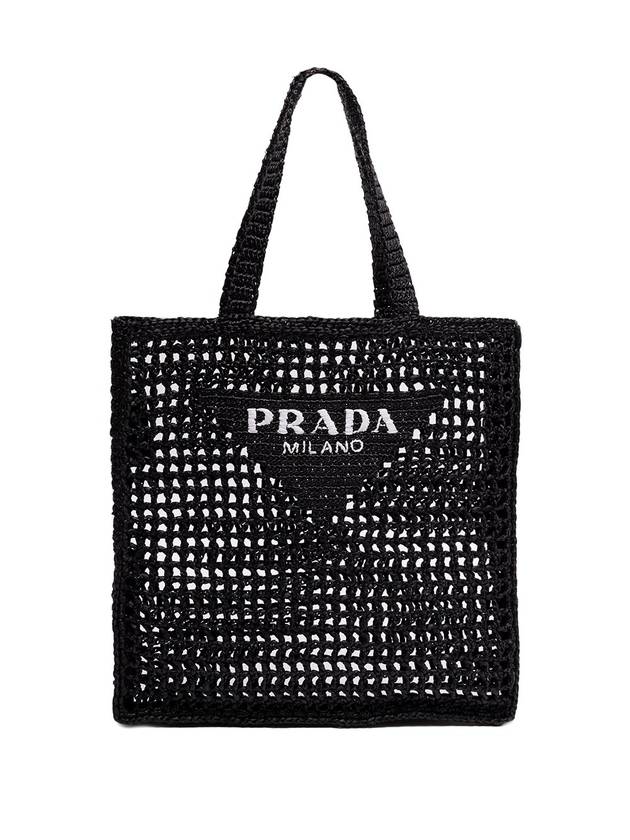 Logo Crochet Tote Bag Black - PRADA - BALAAN 1