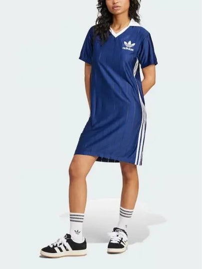 Adicolor 3 Stripe Pinstripe Short Dress Navy - ADIDAS - BALAAN 2