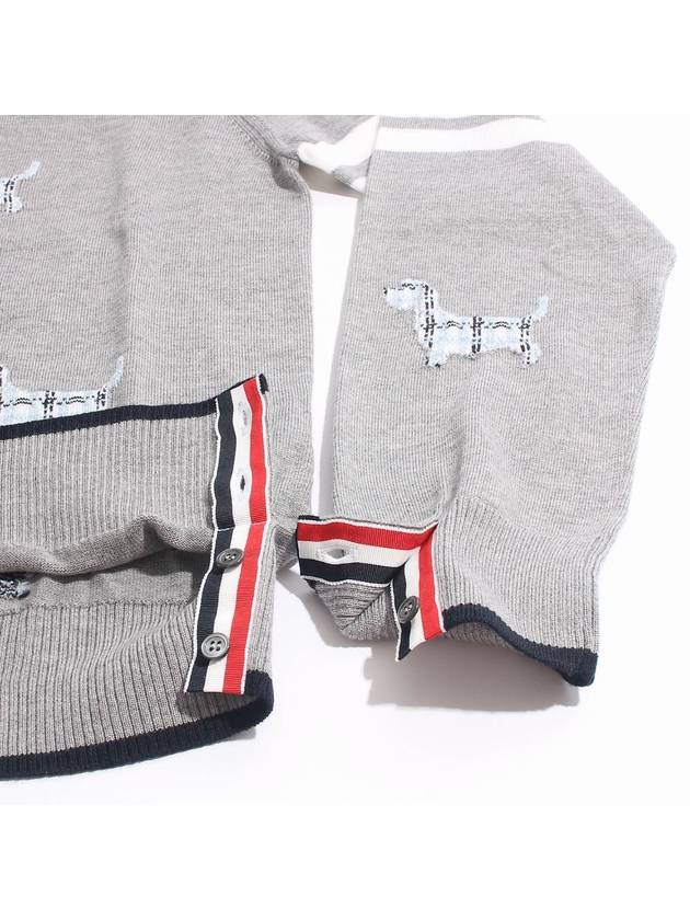 Hector Intarsia Crew Neck Knit Top Grey - THOM BROWNE - BALAAN 5