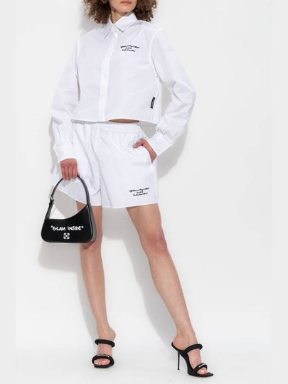 Off-White Cotton Shorts, Women's, White - OFF WHITE - BALAAN 2