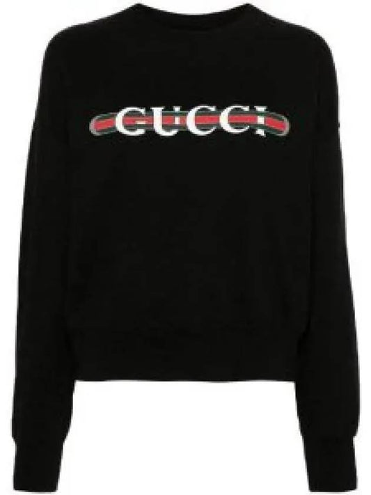 Print Cotton Jersey Sweatshirt Black - GUCCI - BALAAN 2