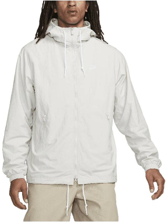 Club Woven Full Zip Hooded Jacket Beige - NIKE - BALAAN 1