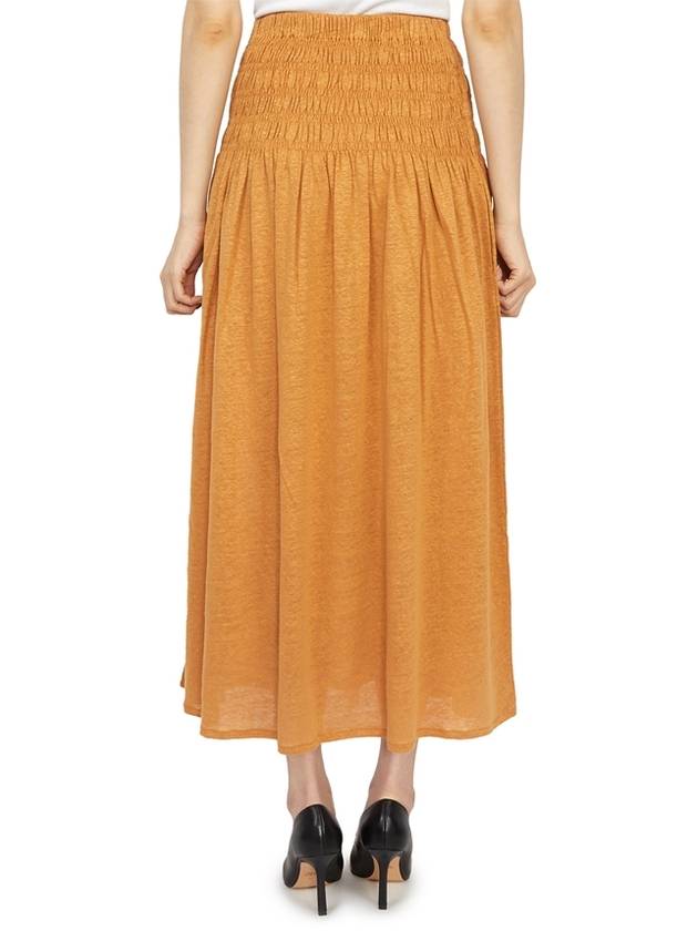 Tinoa Elastic Linen Long A-Line Skirt Mustard - VANESSA BRUNO - BALAAN 5