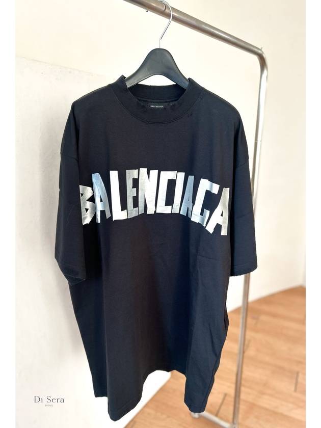 Tape Type Short Sleeve T-Shirt Black - BALENCIAGA - BALAAN 2