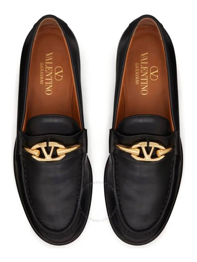 V Logo Signature Calfskin Loafers Black - VALENTINO - BALAAN 4