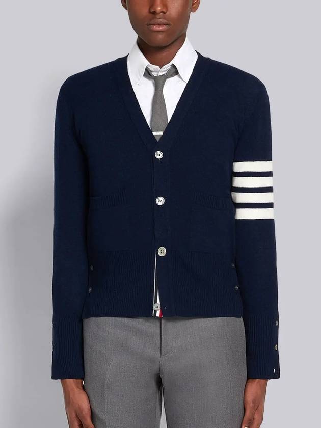 Men's Diagonal Classic Cashmere Cardigan Navy - THOM BROWNE - BALAAN 3