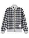 Men's Double Face Tartan Wool Bomber Jacket Grey - THOM BROWNE - BALAAN 2