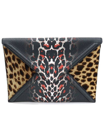 352427 Black pixel print calf leopard envelope clutch - ALEXANDER MCQUEEN - BALAAN 1