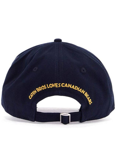 navy blue cotton adjustable baseball cap with embroidered patch - DSQUARED2 - BALAAN 2