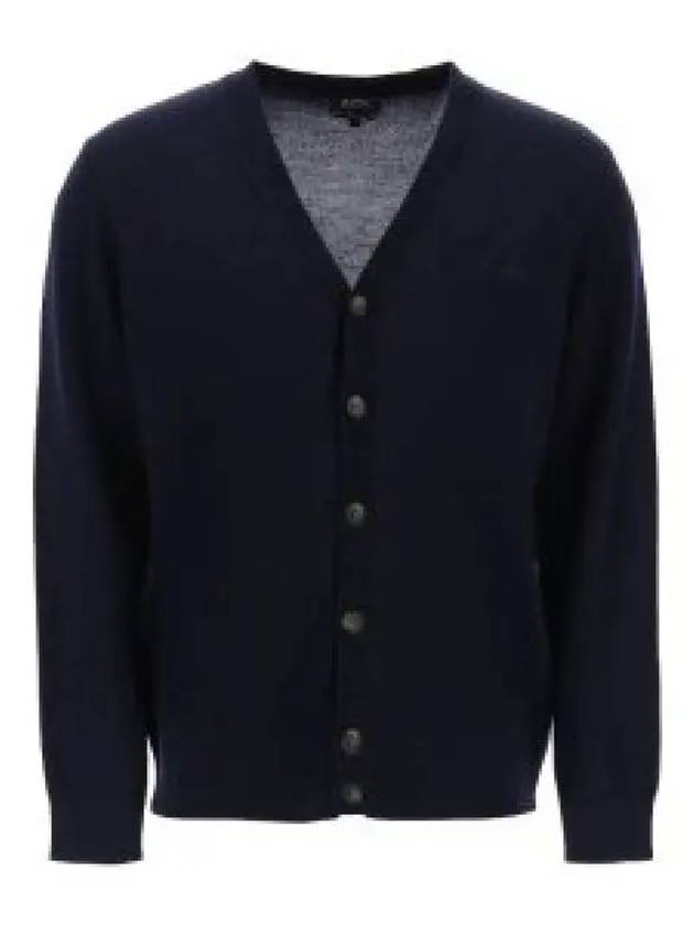 Joe Logo Embroidered Wool Cardigan Navy - A.P.C. - BALAAN 2