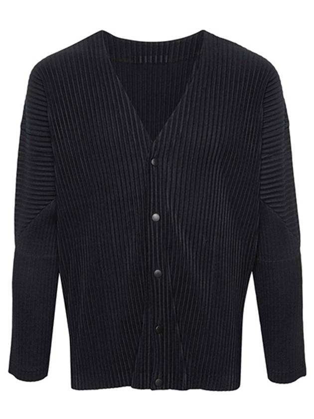 V-Neck Pleated Cardigan Black - ISSEY MIYAKE - BALAAN 2