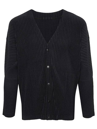 V-Neck Pleated Cardigan Black - ISSEY MIYAKE - BALAAN 2