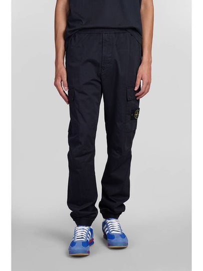 Stretch Cotton Wool Satin Straight Pants Navy - STONE ISLAND - BALAAN 2