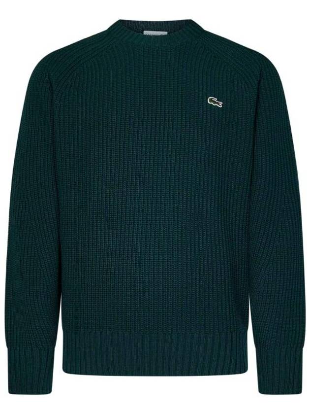 Crew Neck Wool Knit Top Green - LACOSTE - BALAAN 1