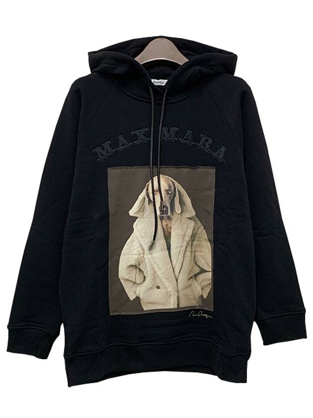 Lillo Graphic Print Cotton Hoodie Black - MAX MARA - BALAAN 3