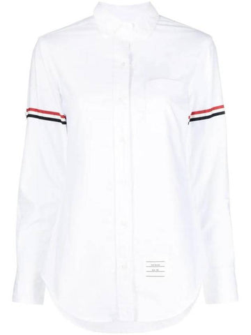 RWB Stripe Button Shirt White - THOM BROWNE - BALAAN 1