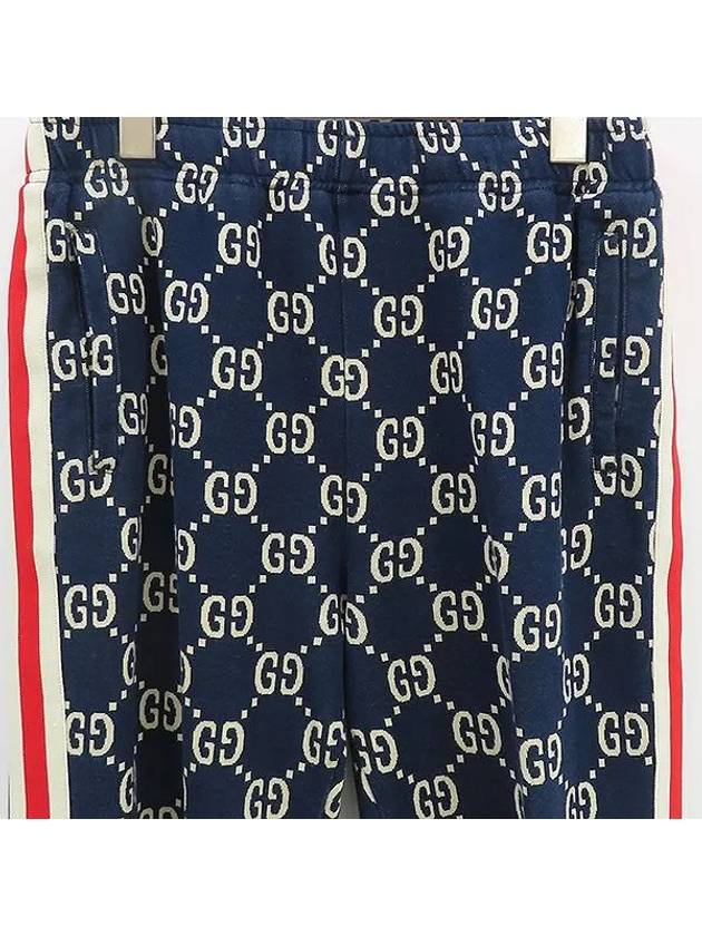 496920 100 cotton navy color ivory GG logo men s track pants size M - GUCCI - BALAAN 2