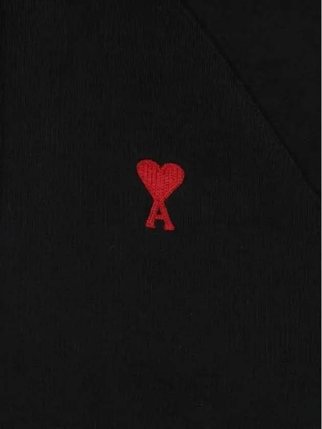 Heart Logo Cotton Hoodie Black - AMI - BALAAN 4