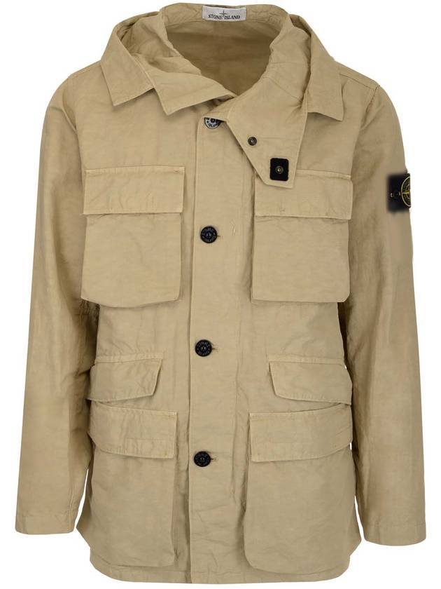 Men's Logo Patch Pocket Detail Jacket Beige - STONE ISLAND - BALAAN 1