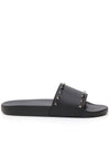 Men's Rockstud Rubber Slippers Black - VALENTINO - BALAAN.