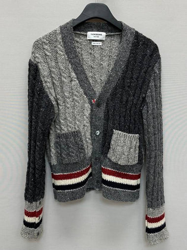 Funmix Mohair Tweed Striped Cardigan 2 - THOM BROWNE - BALAAN 1