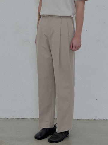 Men's Belted Two-Tuck Slacks Ivory - FILLCHIC - BALAAN 1