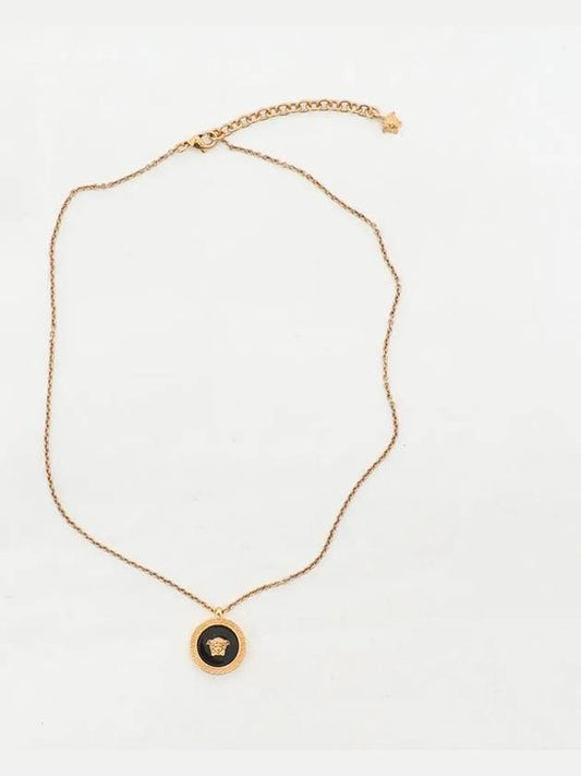 Enamel Medusa Necklace Black Gold - VERSACE - BALAAN 2