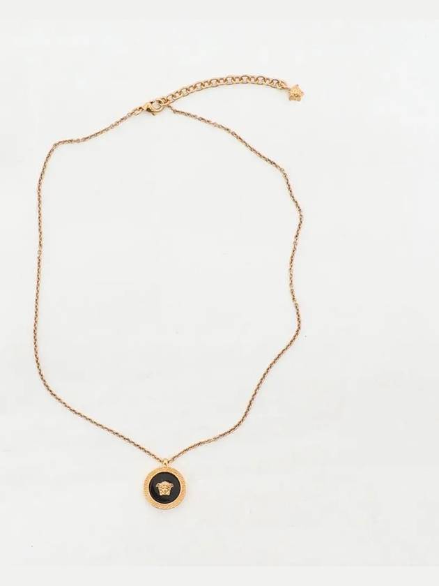 Enamel Medusa Necklace Black Gold - VERSACE - BALAAN 3