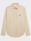 Beige Camel Brown Triomphe Embroidery Check Shirt 2C982113Q 02MX - CELINE - BALAAN 2