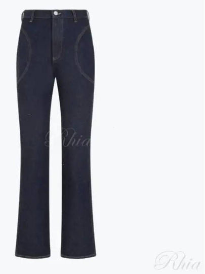 Decorative Stitching Denim Cotton Jeans Blue - ALAIA - BALAAN 2