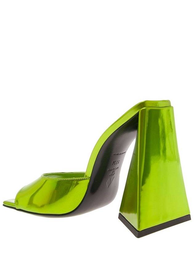 'Devon' Green Mules With Pyramid Heel In Faux Leather Woman - THE ATTICO - BALAAN 3