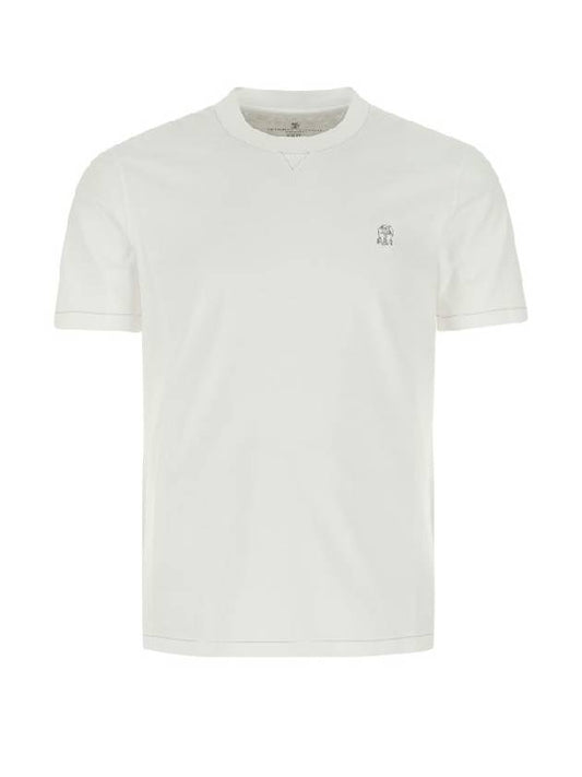 Chest Logo Short Sleeve T-Shirt White - BRUNELLO CUCINELLI - BALAAN 1