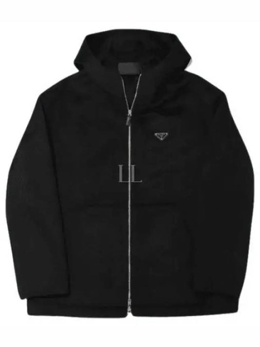 Triangle Logo Cashmere Zip Up Hoodie Black - PRADA - BALAAN 2