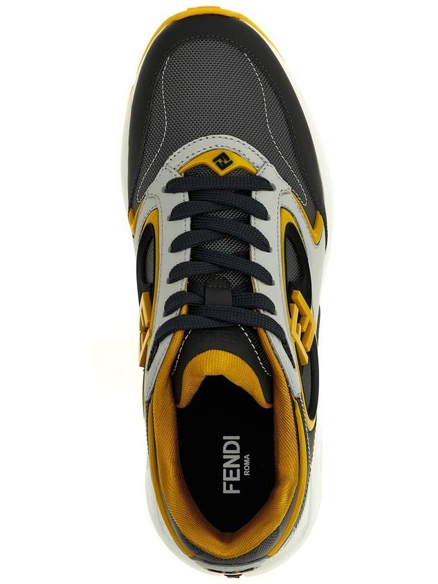 Forward Mesh Leather Low Top Sneakers Yellow Grey - FENDI - BALAAN 5